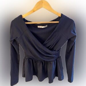 Susana Monaco Cross Front Off the Shoulder Peplum Blouse